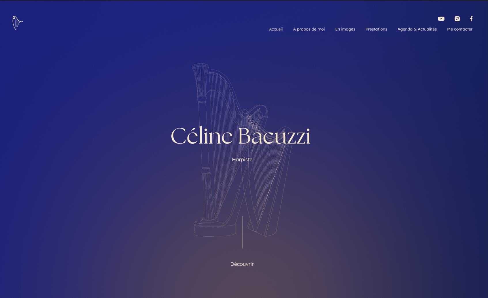 Accueil du site de Céline Bacuzzi, Harpiste